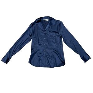 Noidiasolo Italy 100% Silk Navy Button-Up Blouse Women’s IT 40 (US 6)
